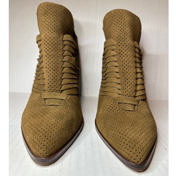 Vince Camuto Size 10 Levana Ankle Bootie Suede Leather Dark Caramel Casual - Picture 3 of 10